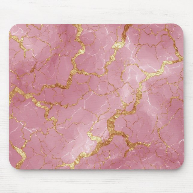 Rosa Marmorhintergrund mit goldenen Adern Mousepad (Vorne)