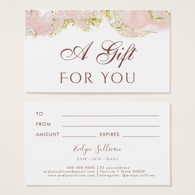 Rosa Marmorkarte (Vorne & Hinten)