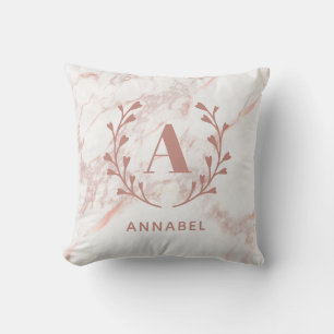 Rosa Marmorkraut Monogram-Individuelle Name Kissen