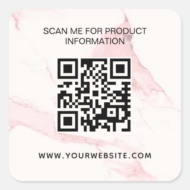 Rosa Marmormor - Geschäftsinformationen qr-Code Quadratischer Aufkleber (Vorderseite)