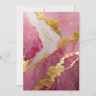 Rosa Marmormuster mit Gold Einladung
