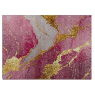 Rosa Marmormuster mit Gold Schneidebrett