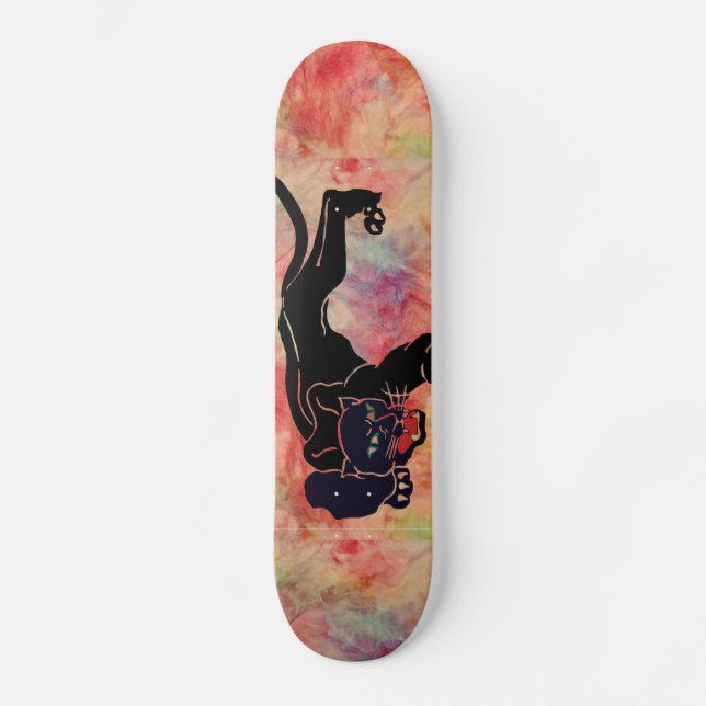 Rosa Marmorskateboard Black Panther Skateboard (Vorderseite)