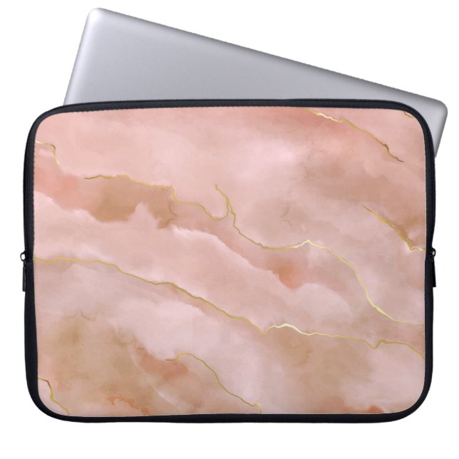 Rosa Marmorstruktur Laptopschutzhülle (Vorderseite)