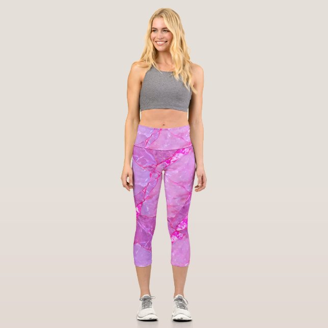 Rosa Marmorstruktur, Marmoreffekt Capri Leggings (Vorderseite)