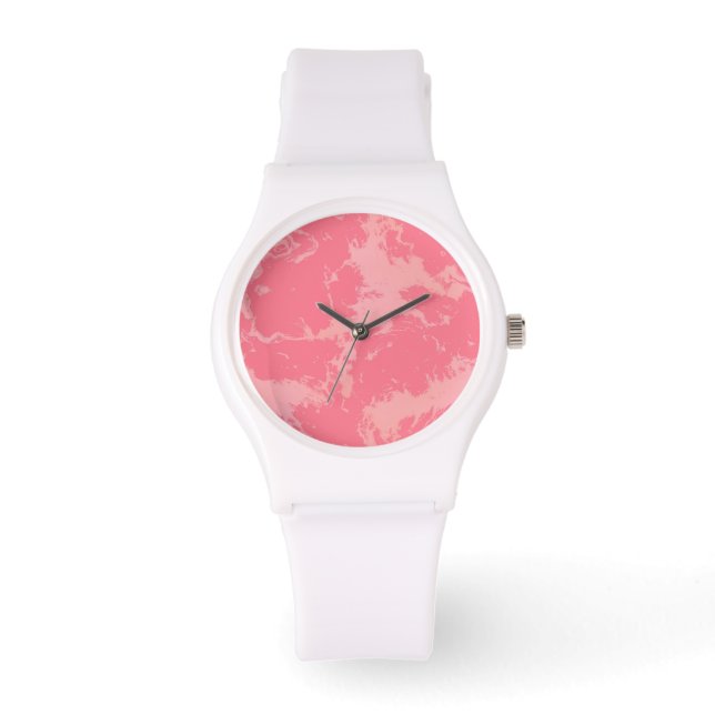 Rosa Marmorwolke abstrakt Armbanduhr (Vorderseite)
