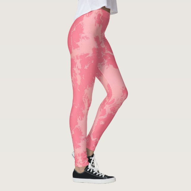 Rosa Marmorwolke abstrakt Leggings (Rechts)
