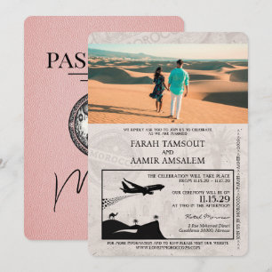 Rosa marokkanische Pass-Hochzeitseinladung Einladung