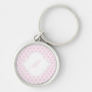 Rosa marokkanisches Muster mit Monogramm-Schlüssel Schlüsselanhänger