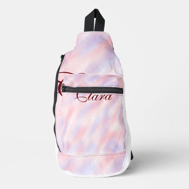 Rosa Maroon Aquarell abstrakt Namenspastel hinzufü Crossbody Bag (Vorderseite)