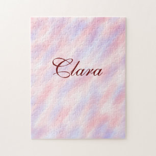 Rosa Maroon Aquarell abstrakt Namenspastel hinzufü Puzzle