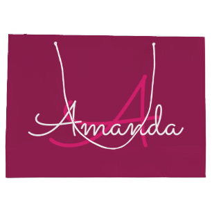 Rosa Marsala Monogram Name Brautparty Große Geschenktüte