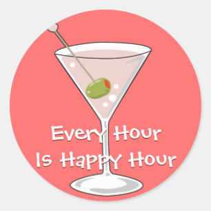 Rosa Martini-Aufkleber Runder Aufkleber