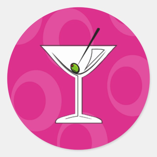 Rosa Martini-Aufkleber Runder Aufkleber (Vorderseite)