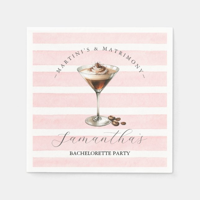 Rosa Martinis und Matrimony Cocktail Serviette (Vorderseite)
