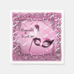 Rosa Maskenball-Maske Elegante Ballparty Serviette