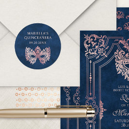 Rosa Masquerade Maske Elegante Quinceanera Runder Aufkleber