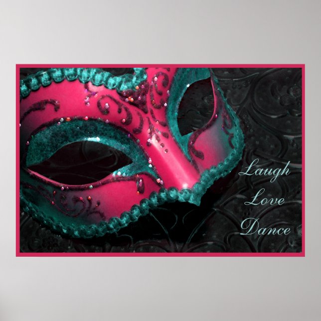 Rosa Masquerade Maske Lagh Liebe Dance Print Poster (Vorne)