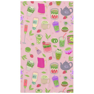 rosa Matcha-Tee-Erdbeershake Tischdecke