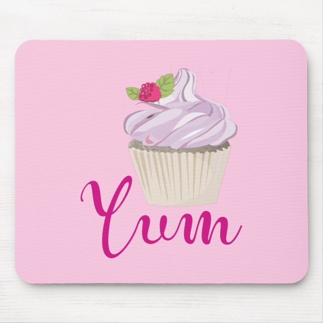 Rosa Mattiert Cupcake Yum! Mousepad (Vorne)