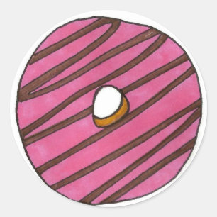 Rosa Mattiert Donut Frühstück Junk Food Doughnut Runder Aufkleber