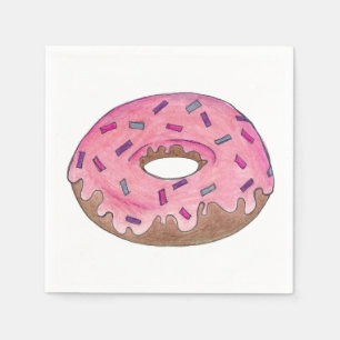 Rosa Mattierte Donut Doughnut mit Sprinklen Napkin Serviette