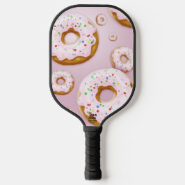 Rosa Mattierte Donuts mit Sprinklermuster Pickleball Schläger