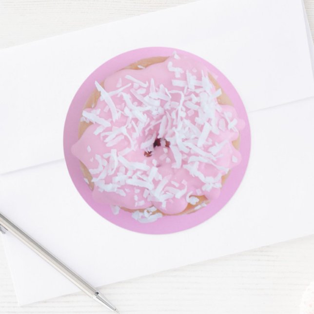 Rosa mattierte Donuts niedlich süß Runder Aufkleber (Von Creator hochgeladen)