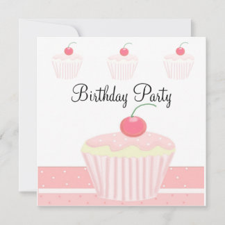 Rosa Mattierter Cupcake Geburtstag Einladung