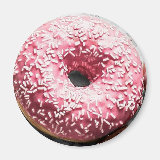 Rosa Mattierter Donut Fun Food Magnet (Vorne)