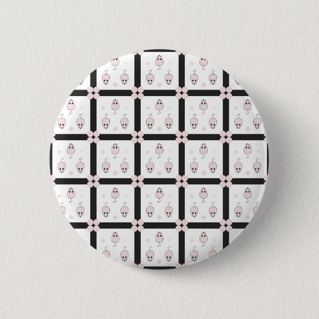 Rosa Maus Nahtloses Muster - Niedliche Dekoration Button (Vorderseite)