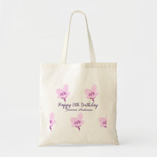 Rosa mauve Blumen 15. Geburtstag Quinceanera Name Tragetasche