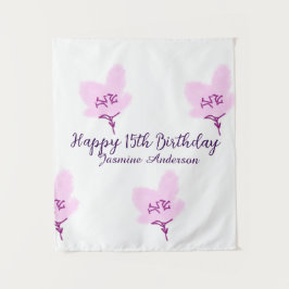 Rosa mauve Blumen 15. Geburtstag Quinceanera Name  Wandteppich