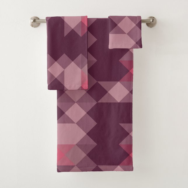 rosa, mauve, geometrisch rosa badhandtuch set (Insitu)