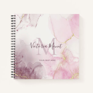 Rosa Mauve-Goldader-Marmor-Schrift-Notizbuch Notizbuch