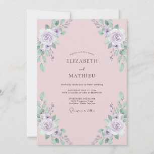 Rosa-Mauve-Pfingstrosen-Hochzeit Einladung
