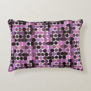 Rosa, Mauve und schwarze Rose geometrisch Dekokissen