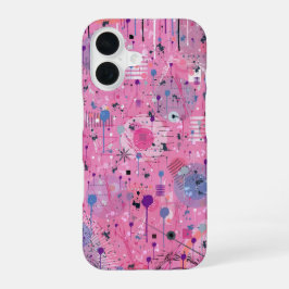 Rosa maximalistische abstrakte Kunst iPhone 16 Hülle