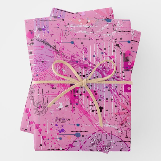 Rosa Maximalistischer Abstract: Himbeer-Sundae Geschenkpapier Set (Beispiel)