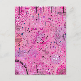 Rosa Maximalistischer Abstract: Himbeer-Sundae Postkarte