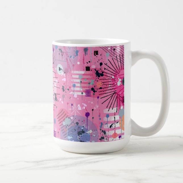 Rosa maximalistischer abstrakter Kunst  Kaffeetasse (Rechts)