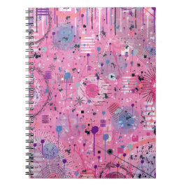 Rosa maximalistischer abstrakter Kunst Notizblock
