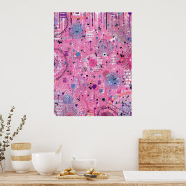 Rosa maximalistischer abstrakter Kunst Poster