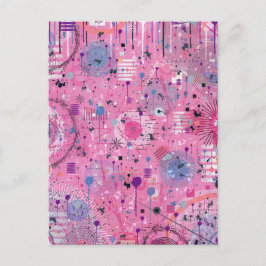 Rosa maximalistischer abstrakter Kunst Postkarte