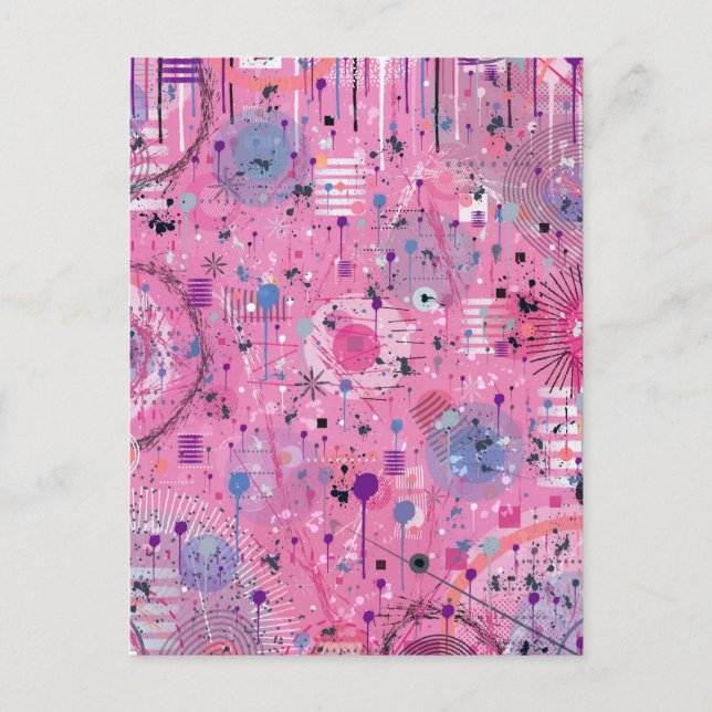 Rosa maximalistischer abstrakter Kunst  Postkarte (Vorderseite)
