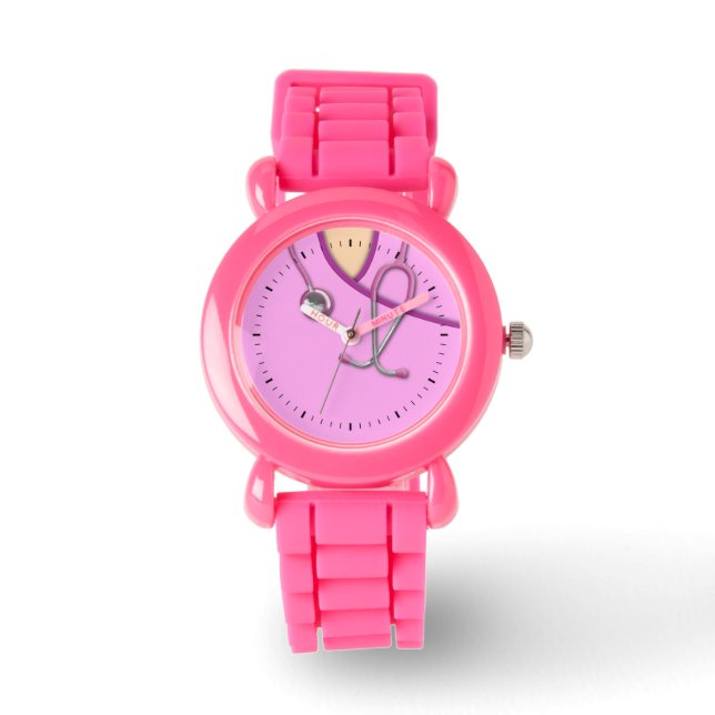 Rosa Medizin Armbanduhr (Vorderseite)