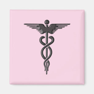 Rosa medizinischer Caduceus Magnet