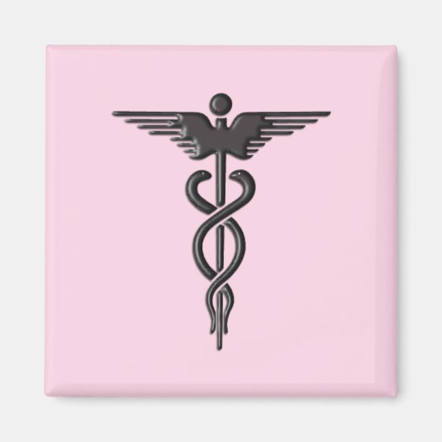 Rosa medizinischer Caduceus Magnet (Vorne)