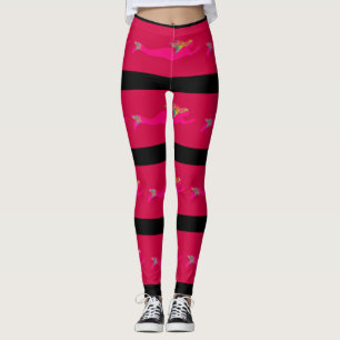 Rosa Meeräugchen rot/schwarz gestreift Leggings