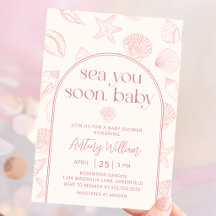 Rosa Meeresmuschel-Sea-You-Soon-Baby-Shower-Einlad